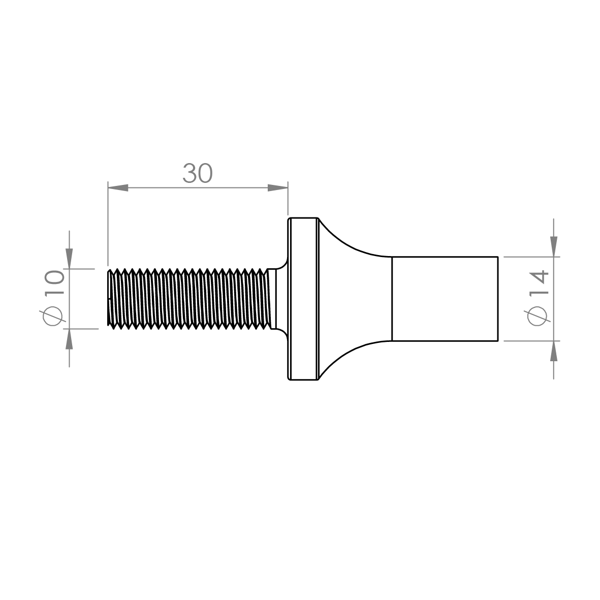 Turn Signal Brackets have M10 thread on both sides with a 30mm length post that comes with polished and black. Material: 7075 aluminum